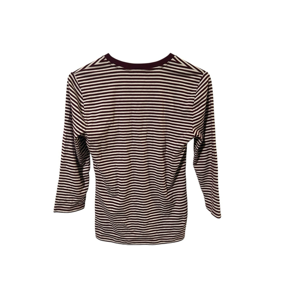 Vintage Ralph Lauren Size Medium Maroon Striped 3/4 Sleeve Blouse - Picture 2 of 3